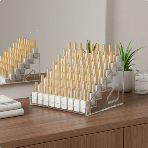 Nail Polish Rack Transparent Cosmetic Display Stand Multi-Tier for Vanity