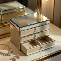 Glass Jewelry Box Luxury Jewelry Organizer Compact Band Earring Necklace Box
