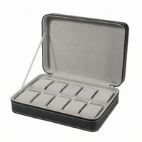 Zippered Watch Case Hinged Lid Padded Watch Organizer Rectangular