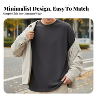 Plain Round Neck Long Sleeve T-Shirt, Heavyweight Combed, Autumn, Bulk