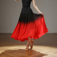 Gradient Color Swing Skirt Breathable Long Modern Dance Skirt Elastic Waist for Dancers, Artists