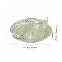 6 Pieces Peacock Tray Engraved Design 2 Compartment Serving Plate Vintage Design