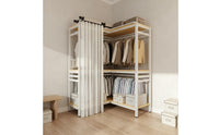 Accessible Corner Wardrobe Space-Saving Corner Garment Rack Accessible Clothes Rack Easy to Reach Metal Wardrobe Cabinet Large