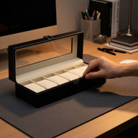 Multi-Compartment Watch Holder Clear View Lid Glass Top Watch Collection Box Individual Accessory Storage Dustproof Removable