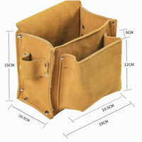 Double-tier leather nail pouch