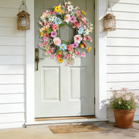 Vibrant Colors Seasonal Floret Wreath Handmade House Decoration Realistic Look for Wedding, Party