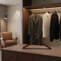 Flocked Wooden Hanger Heavy Duty Wide Shoulder Hanger for Clothing Storage