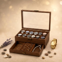 2-Layer Watch Box Drawer Design Display Case Metal Latch