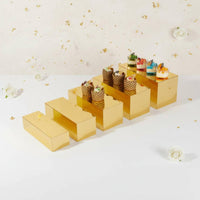 5 Pieces 5 Piece Buffet Display Set Multipurpose Acrylic Display Riser Set Mirrored Food Riser Easy Cleaning & Maintenance
