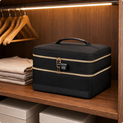 Double-Layer Storage Bag's Top Handle Lockable Storage Bag Portable First Supply Organizer