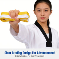 Korean Fighting System Grading Belt Official Rank Hues Fighting Arts Gear Adaptable Reinforced Stitching for Children, Dojo