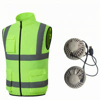 Fan Cooling Vest Reflective Sleeveless Cooling Vest Stand Collar