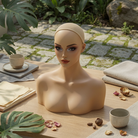 Mannequin Head and Shoulders PVC Female Mannequin Bust Skin-Toned-Toned