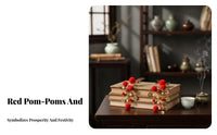 Traditional Chinese Attire Hair Crown Set Festive Design Red Decorative Puff Tassel Hairpins New Year Hair Accessory Set Ancient