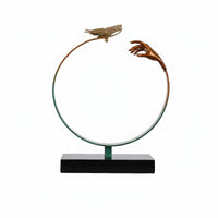 Butterfly Loop Sculpture Marble Base Geometric Table Sculpture Copper Detail Geometric Tabletop Statue for Study