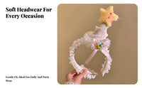 Birthday Cake Headband Bead Embellished Princess Crown Headband Light up Birthday Crown Mesh Overlay Accent for Parties