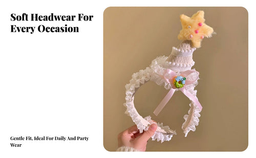 Birthday Cake Headband Bead Embellished Princess Crown Headband Light up Birthday Crown Mesh Overlay Accent for Parties