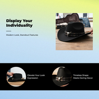 Wide Brim Cowboy Sun Hat, Unisex, Adjustable, UPF40+