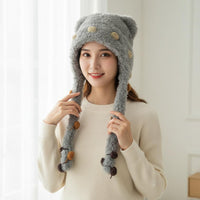 Knitted Earflap Trapper Hat Ear Protection Earflap Knit Hat Face Slimming