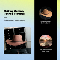 Cowboy Hat, Wide Brim, Unisex, Outdoor, Relaxed Style