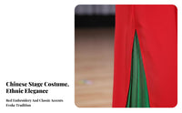 Chinese Folk Dance in Fit Embroidered Design Chinese Folk Dance Costume Performance Wear Gradient Color Sleeves