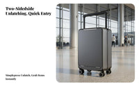 Large Capacity Hardshell Carry-on with Laptop Pocket Wheels Frontentry Carry-on Airline Approved Size Luggage Two-sidedSided Accessing for Travelers, Business Professionals, Frequent Flyers, Airport, Short Break Getaways
