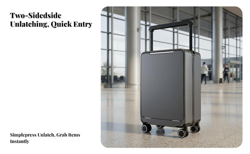 Large Capacity Hardshell Carry-on with Laptop Pocket Wheels Frontentry Carry-on Airline Approved Size Luggage Two-sidedSided Accessing for Travelers, Business Professionals, Frequent Flyers, Airport, Short Break Getaways