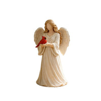 Angel Figurine with Bird Tabletop Ornament Neutral for Mantel, Bookshelf
