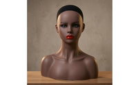 Manikin Head with Shoulders PVC Mannequin Head Bust Brown Skin-Tone