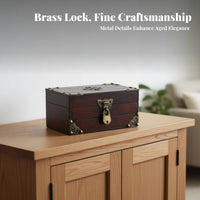Wooden Jewelry Box Aged-Brass Hardware Pirate Treasure Box Metal Latch Room Decoration
