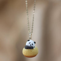 Gold-Tone Necklace with Panda Pendant Cute Panda Charm Necklace Cartoon-Style Animal Pendant Jewelry Miniature for Girls, Teens, Daily Wear, Layering, Gifting