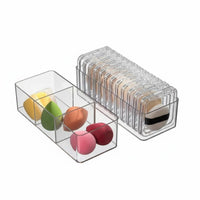 Clear Partitioned Puff Container Transparent Design for Bathroom Counter