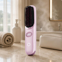 Cordless Straightening Brush Lightweight Mini Hair Straightener Comb LCD Screen
