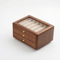 Jewelry Storage Box Wooden Accessory Keeper 2-Drawer for Dresser, Bedroom