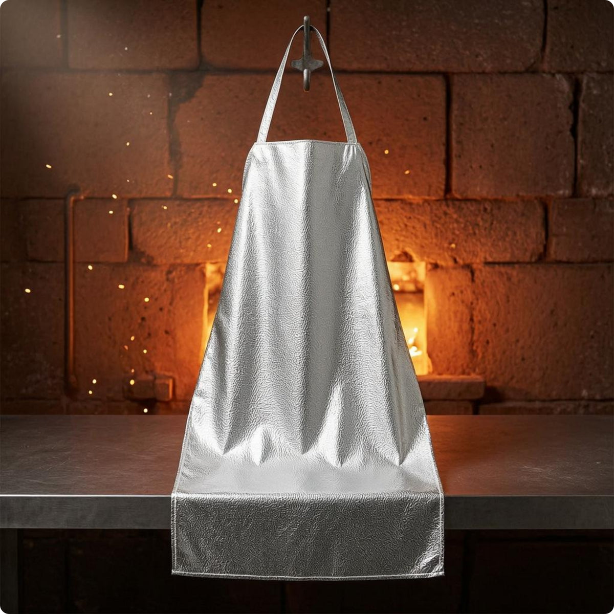 Heat-Resistant Apron Silver-Toned Fireproof Apron Heavy Duty