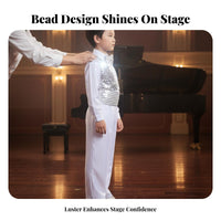 Children's Choir Sparkle Performance Costume, Boys Dance Stage Outfit, Vibrant Colors, Necktie Included
