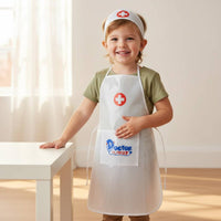 Children's Doctor Outfit Cross-Shaped Insignia Symbol Doctor Apron Side Waist Ties Dress-Costume Set for Pretend Play