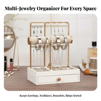 Jewelry Display Stand Large Capacity Earring and Necklace Holder Earring and Bracelet Holder Stable Base Crossbar Jewelry