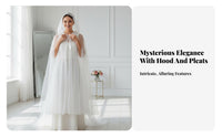 Tulle Cape with Train Multi-Layered Transparent Mesh Poncho Tie-Neck Closure