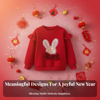 Girls Fleece Pullover, Warm Winter Sweatshirt, Chinese Style, New Year Outfit, Blessing Print