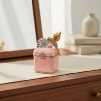 Miniature Hummingbird Jewelry Holder Hinged Lid Jeweled Enamel Keepsake Box