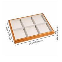 Linen Jewelry Tray Showcase Scratch Protection Wooden Jewelry Display Tray for Dresser Top