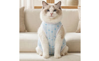 Female Feline Recovery Suit Heart Print Post-Surgery Feline Suit E-Collar