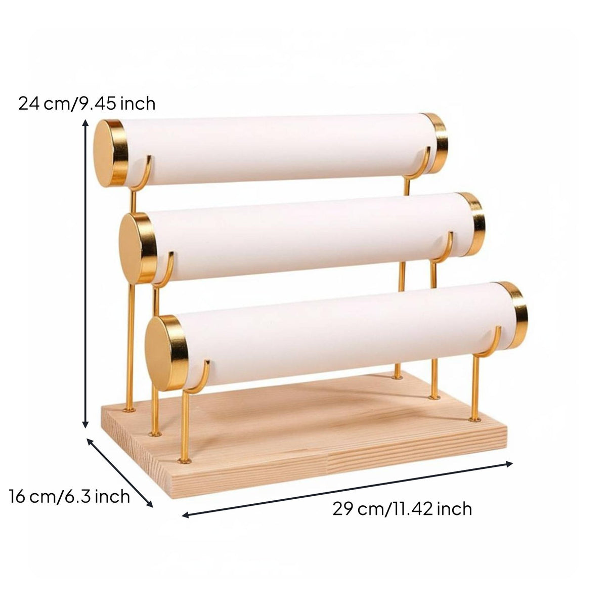 Minimalist Design 3 Tier Bracelet Holder Detachable Rods Bracelet Bar Organizer Easy to Assemble for Boutique, Vanity Table, Craft Shows