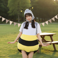Bee Torso Shark Head Costume Cute Cartoon Design Shark Bee Costume Funny Creature Combination Suit Comfortable Novelty Clothing