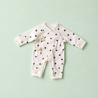 Side Tie Infant Jumpsuit Convenient Closures Gender-Neutral Cotton Jumpsuit Soft