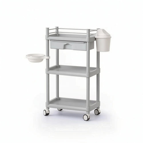 3-Tier Utility Cart Compact Three Tier Rolling Cart Smooth for Beauticians