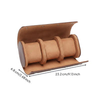 Portable Wristwatch Case PU Leather Watch Storage Box Glossy Brown