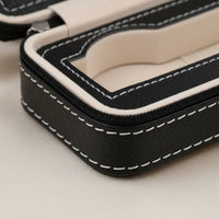 Multi-Compartment Watch Storage Box Soft Suede Lining Portable Watch Organizer Zippered Accessory Box Shockproof Jewelry