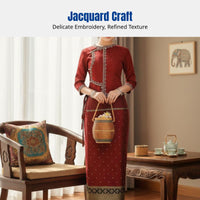 Dai Ethnic Retro Workwear Set, Jacquard Fabric Women's Suit, Summer Traditional Attire, Elegant Outfit